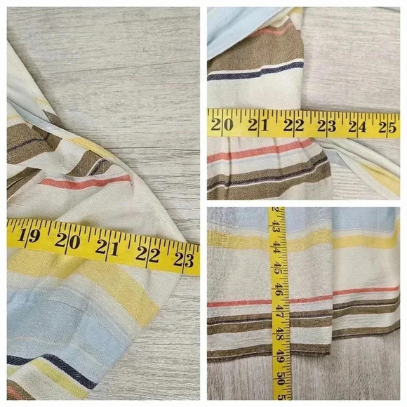 DKNY Cotton Halter Neckline Belt Sleeveless Midi Ivory Multicolor Dress Size 18W - Picture 8 of 12